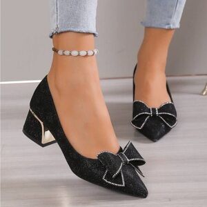 Holiday Shimmer Bow Heels